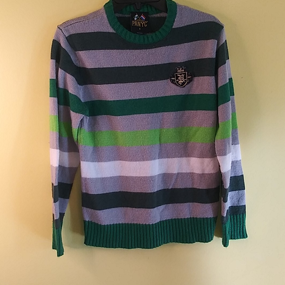 The Masters PANYC Boys Green Gray Sweater Size 8